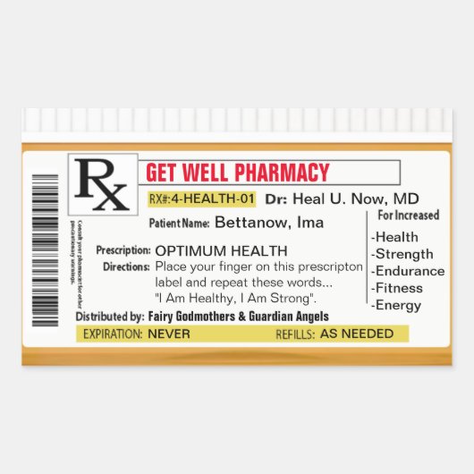 早く回復する 長方形シール (正面)