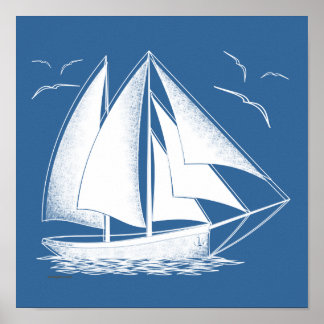 早く帆走航海の!ヴィンテージ。 ポスター