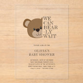早く待てよ | かわいいテディベア赤ちゃんシャワー アクリル招待状 (正面)