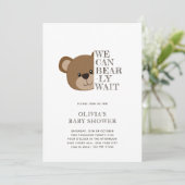 早く待てよ | かわいいテディベア赤ちゃんシャワー 招待状 (スタンド正面)