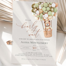 早く待てよ！グリーンベビーシャワー招待状