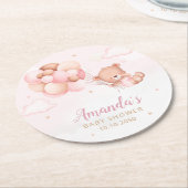 早く待てよ！テディベアーバルーンベビーシャワー ラウンドペーパーコースター (アングル)