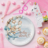 早く待てよ！テディベアーブルーベビーシャワー ペーパープレート (パーティー)