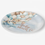 早く待てよ！テディベアーブルーベビーシャワー ペーパープレート (アングル)