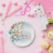 早く待てよ！テディベアーブルーベビーシャワー ペーパープレート (パーティー)