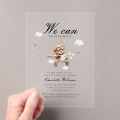 早く待てよ！テディベア&飛行機 アクリル招待状 (インサイチュ (ポータブル))