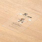 早く待てよ！テディベア&飛行機 アクリル招待状 (レイダウン)