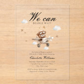 早く待てよ！テディベア&飛行機 アクリル招待状 (正面)