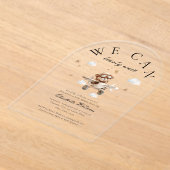 早く待てよ！テディベア&飛行機 アクリル招待状 (レイダウン)