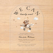 早く待てよ！テディベア&飛行機 アクリル招待状 (正面)