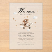 早く待てよ！テディベア&飛行機 アクリル招待状 (正面)