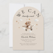 早く待てよ!テディベア&飛行機 招待状 (正面)