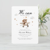 早く待てよ!テディベア&飛行機 招待状 (スタンド正面)