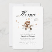 早く待てよ!テディベア&飛行機 招待状 (正面)