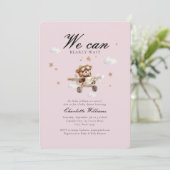 早く待てよ！テディベア&飛行機 招待状 (スタンド正面)