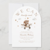 早く待てよ!テディベア&飛行機 招待状 (正面)