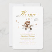 早く待てよ！テディベア&飛行機 招待状 (正面)