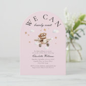 早く待てよ！テディベア&飛行機 招待状 (スタンド正面)