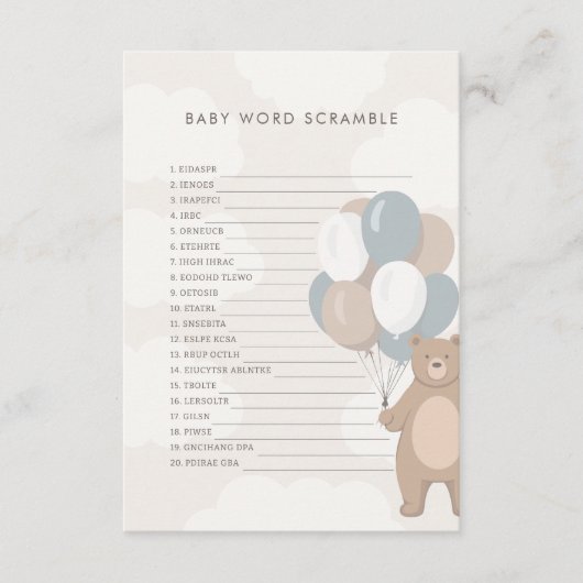 早く待てよ |ニュートラルベビーの単語スクランブル エンクロージャーカード (正面)