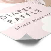 早く待てよ | ピンクの赤ちゃんシャワーラッフルサイン ポスター (角)