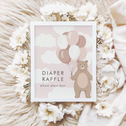 早く待てよ | ピンクの赤ちゃんシャワーラッフルサイン ポスター