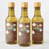 早く待てよ!ブラウンテディ赤ちゃんシャワー ワインラベル (ボトル)