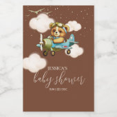 早く待てよ!ブラウンテディ赤ちゃんシャワー ワインラベル (シングルラベル)