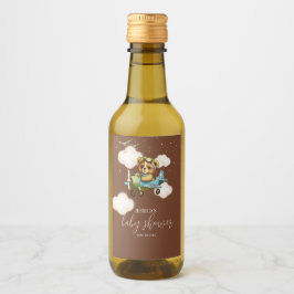 早く待てよ！ブラウンテディ赤ちゃんシャワー ワインラベル