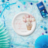 早く待てよ | ベアーバルーンピンクの赤ちゃんシャワー ペーパープレート (パーティー)