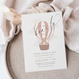 早く待てよ |ベビーガールピンクのエアバルーン 招待状