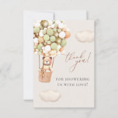 早く待てよ!ベビーシャワーグリーン金ゴールド サンキューカード (正面)