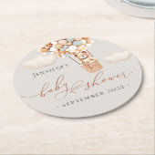 早く待てよ！ベビーシャワーラウンド紙カースト ラウンドペーパーコースター (アングル)