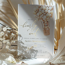 早く待てよ!ベビーシャワー招待状 箔招待状