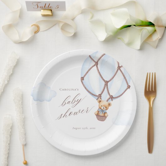 早く待てよ！ホットエアバルーンベビーシャワー ペーパープレート (ウェディング)