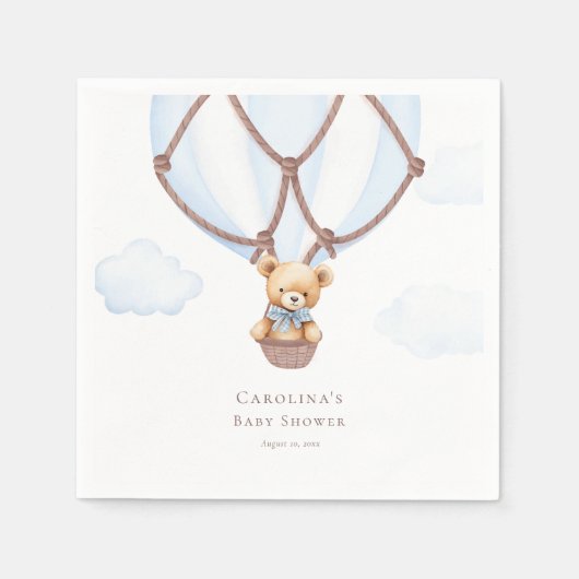 早く待てよ！熱い空気の中でテディベア スタンダードカクテルナプキン (正面)