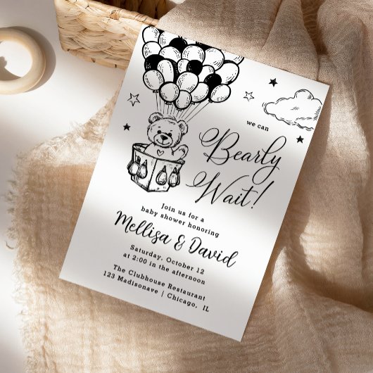 早く待てよ |熱気球 |赤ちゃんシャワー 招待状