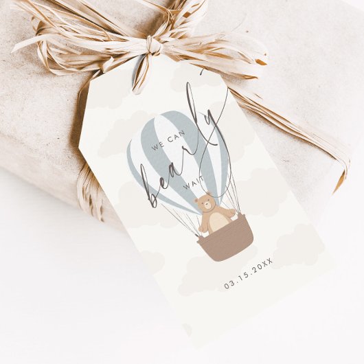 早く待てよ |男の赤ちゃんブルーバルーンシャワー ギフトタグ