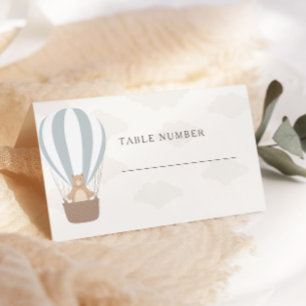 早く待てよ 男の赤ちゃんブルーバルーンシャワー プレイスカード