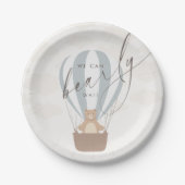 早く待てよ |男の赤ちゃんブルーバルーンシャワー ペーパープレート (正面)