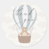 早く待てよ |男の赤ちゃんブルーバルーンシャワー ラウンドシール (正面)