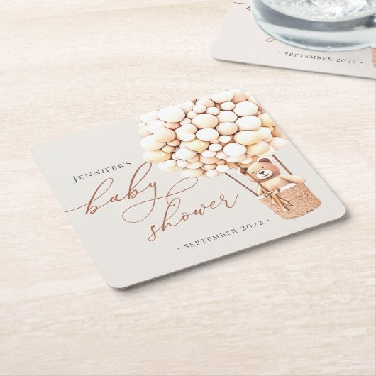 早く待てよ！赤ちゃんシャワー スクエアペーパーコースター (アングル)