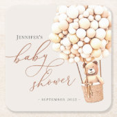 早く待てよ！赤ちゃんシャワー スクエアペーパーコースター (正面)