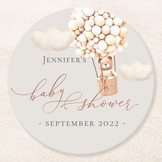 早く待てよ!赤ちゃんシャワー ラウンドペーパーコースター (正面)