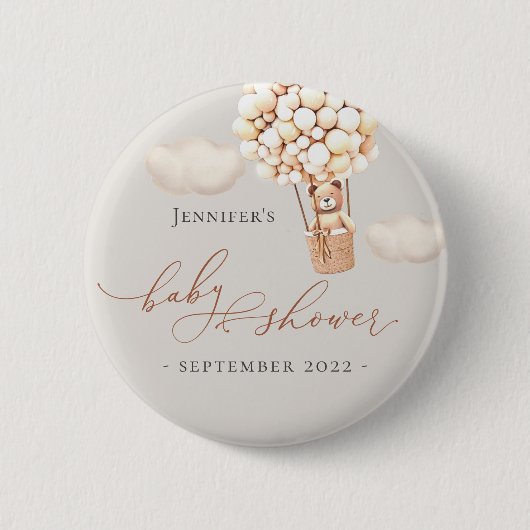 早く待てよ!赤ちゃんシャワー 缶バッジ (正面)