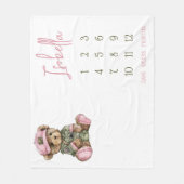 早く待てよ!軍隊テディベビーマイルストーン フリースブランケット (正面)