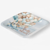 早く待てよ！青い風船テディベア ペーパープレート (傾斜あり)