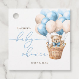 早く待てよ Bear Balloon Blueベビーシャワー フェイバータグ