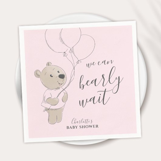 早く待てよ | Teddy Bear Baby Shower スタンダードカクテルナプキン