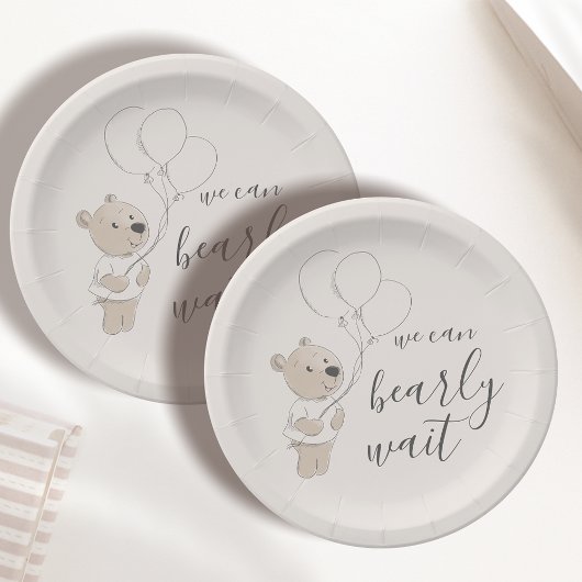 早く待てよ | Teddy Bear Baby Shower ペーパープレート
