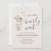 早く待てよ | Teddy Bear Baby Shower 招待状 (正面)